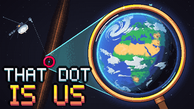 Video thumbnail: That dot is us. The pale blue dot Voyager 1 saw becomes Earth under a magnifying glass.